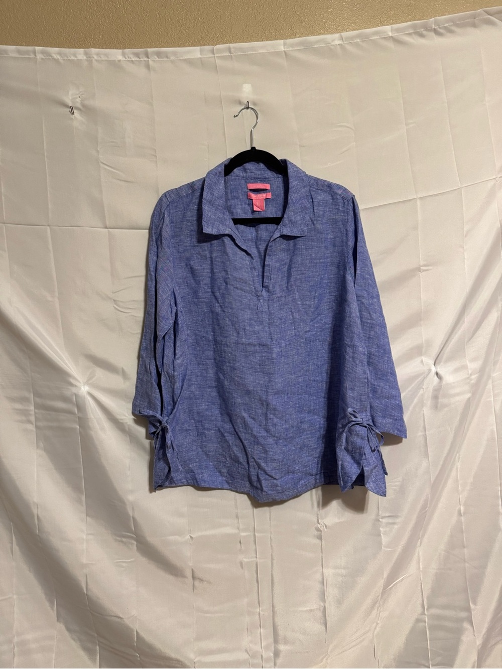 Isaac Mizrahi Blue Linen Top